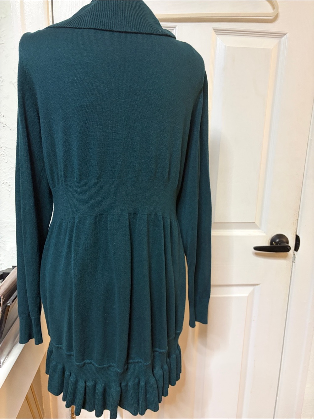 Style & Co. Teal Ruffle-Front Open Cardigan - Picture 8 of 10